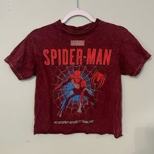 Marvel Spider-Man Women’s  T-Shirt‎ Size X Small Cropped Live Rolled Hem